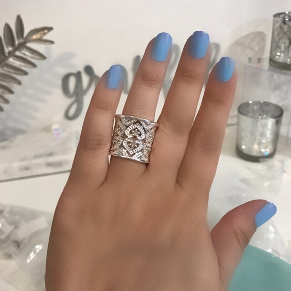 NEW!💙💎SILVER PLATED!💎💙STATEMENT CUFF RING OPEN - Picture 3 of 8